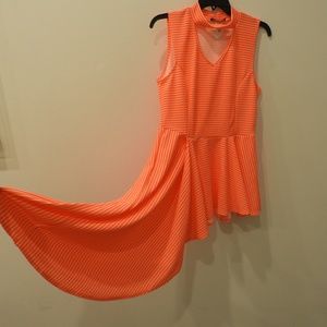 Neon Orange Asymmetrical Blouse